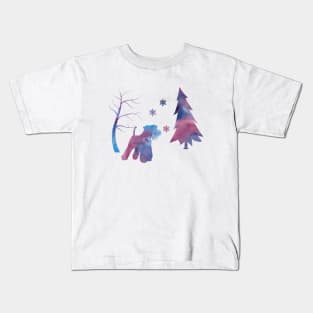 Schnauzer Dog Winter Art With Snowflakes Kids T-Shirt